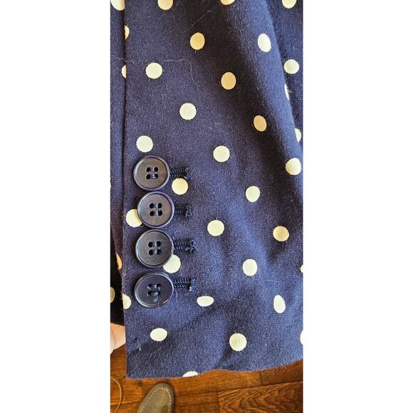 Talbots Women Two Button Front Office Polka Dot Blazer Jacket Size XL Navy Cream - Picture 4 of 6
